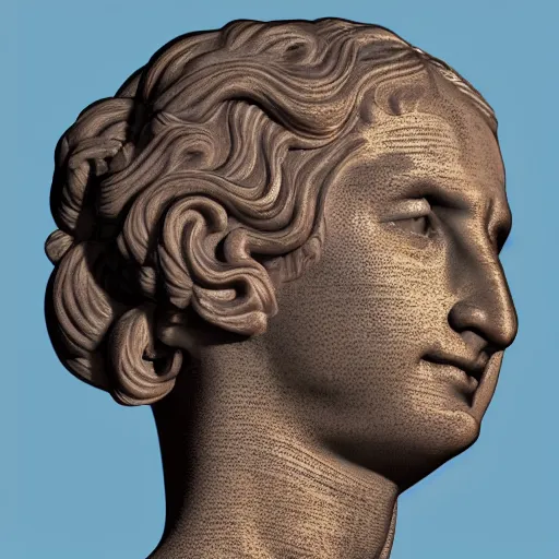 Image similar to a 3 d neon circle on a renaissance statue head, black background, ray tracing, 8 k resolution, sharp focus, hyper detailed, hyper realistic