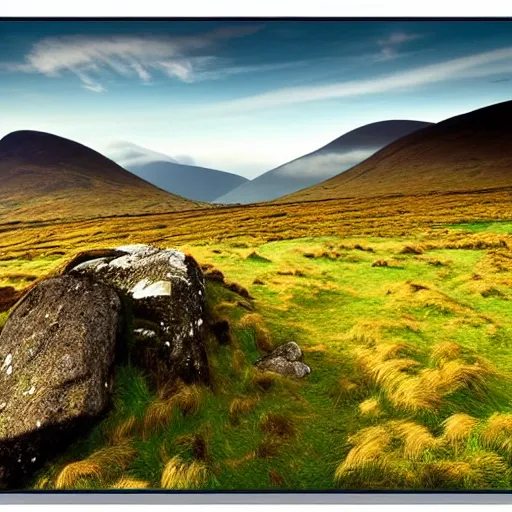 Image similar to the mountains of mourne in ireland, stylistic, beautiful artwork