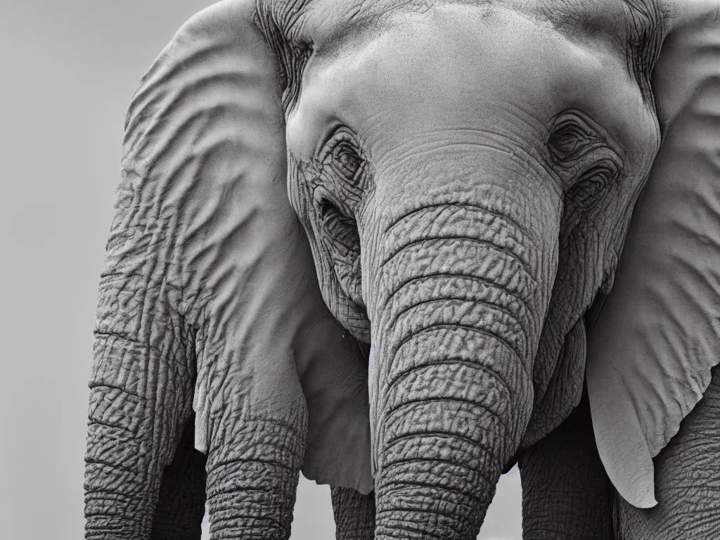 Prompt: elephant human chimera, realistic portrait, natural lighting