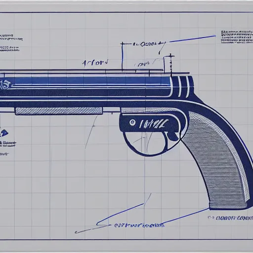 Image similar to blueprint of a laser space gun, technical drawing, concept art