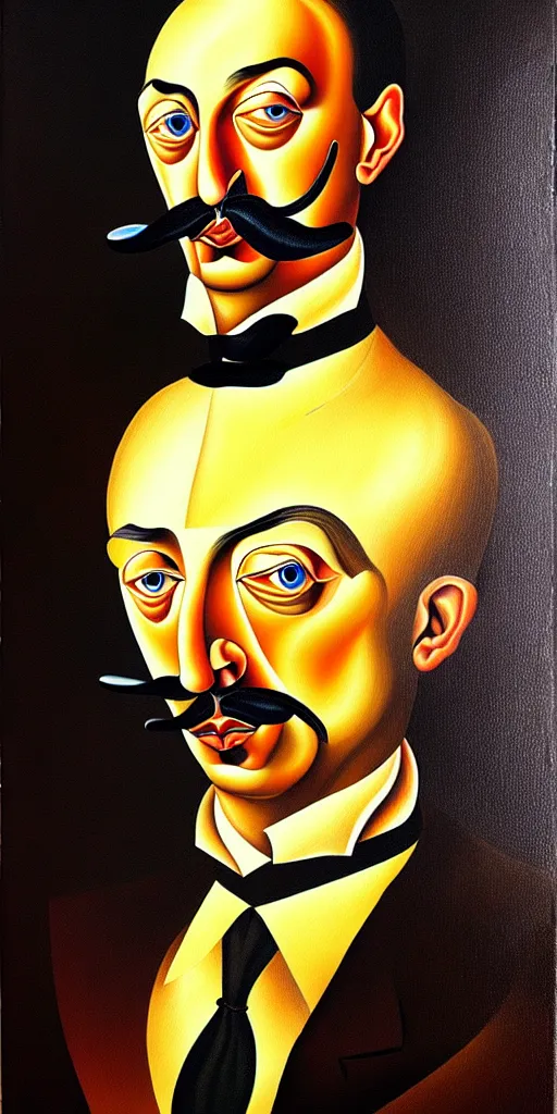 Prompt: portrait painting of alexander bashlachev in the style of salvador dali