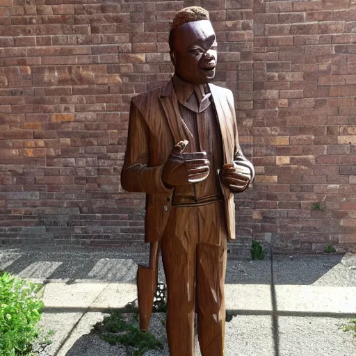 Image similar to wooden carving statue of cj from grove street