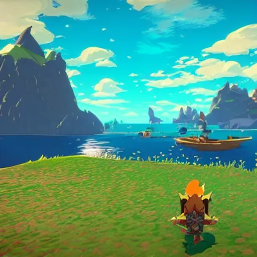 Image similar to “ a still of dragon roost island ( wind waker ) in breath of the wild ”