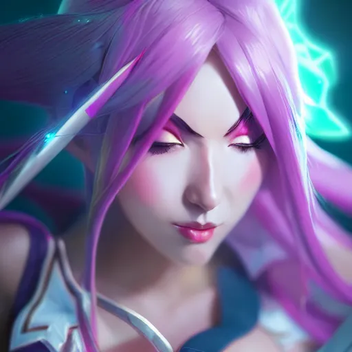 Image similar to Portrait of Star Guardian Akali from league of legends, mystery, highly detailed, ominous vibe, smoke, octane render, cgsociety, artstation, trending on ArtStation, by smile _zPRO