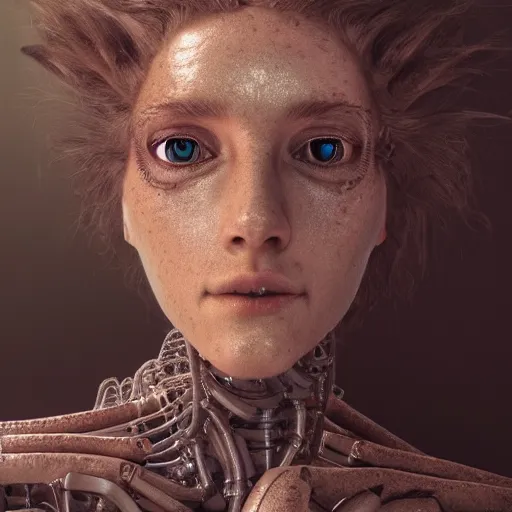 Image similar to Portrait of the most advanced female humanoid robot, intricate, headshot, sharp focus, cinematic lighting, octane render, 8k, 4k, hdr, very realistic, highly detailed, photorealistic, artistic photography, chiaroscuro, by David Cronenberg, Raphael, Carvaggio