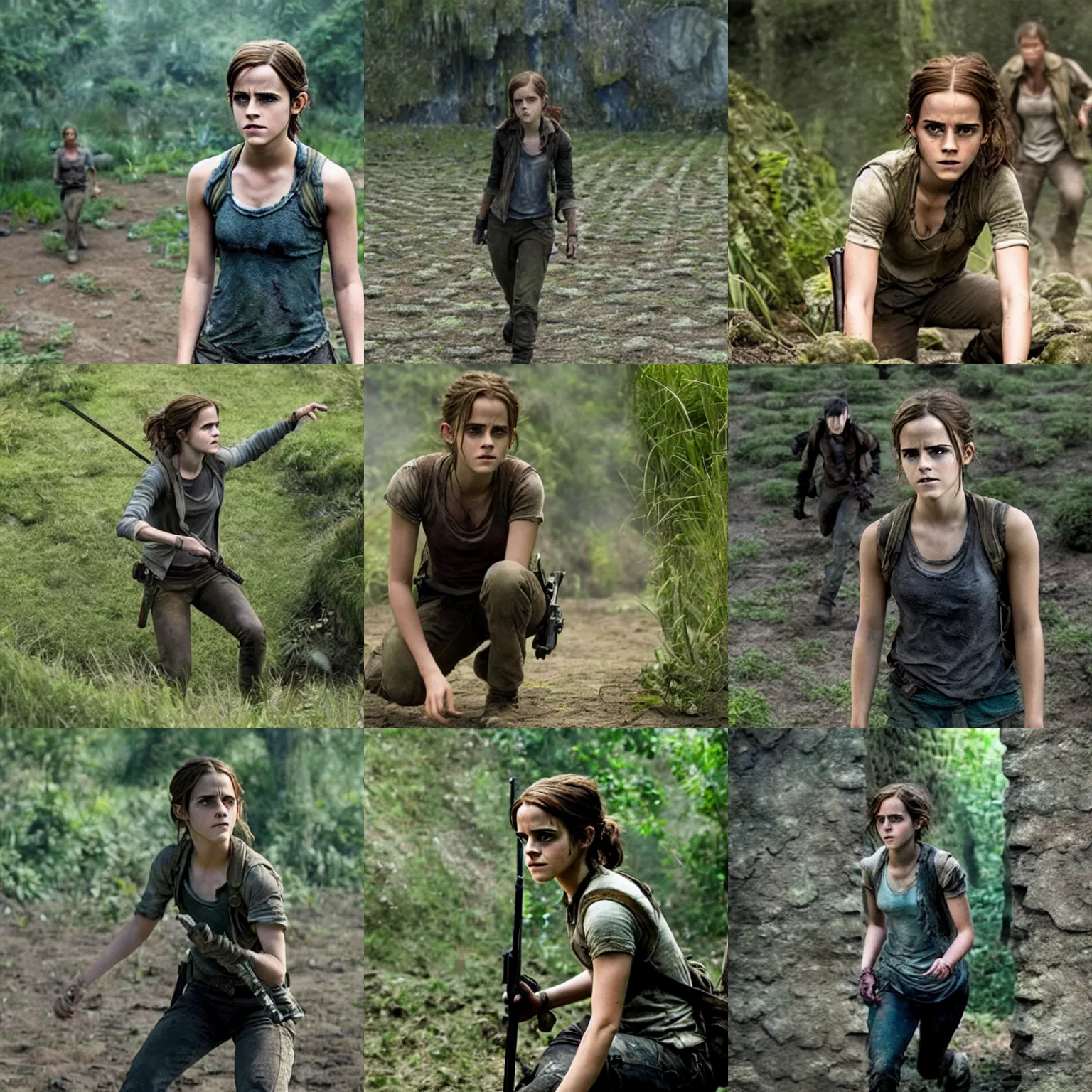Prompt: Movie still of Emma Watson in Maze Runner