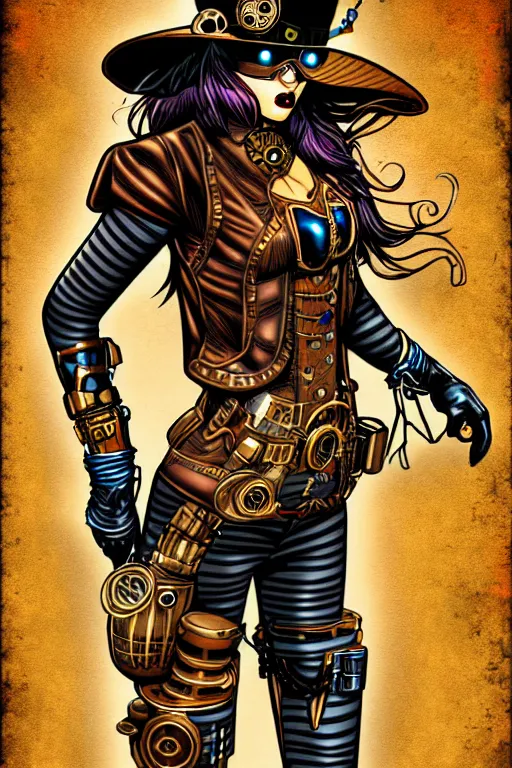 Image similar to steampunk superhero, digital art, comics style art, highly detailed