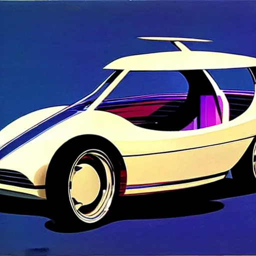 Image similar to concept art for a sidecar car, painted by syd mead, high quality