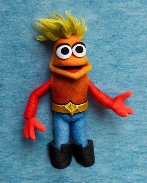 Prompt: aquaman as a muppet. highly detailed felt. realistic photo. 4 k.