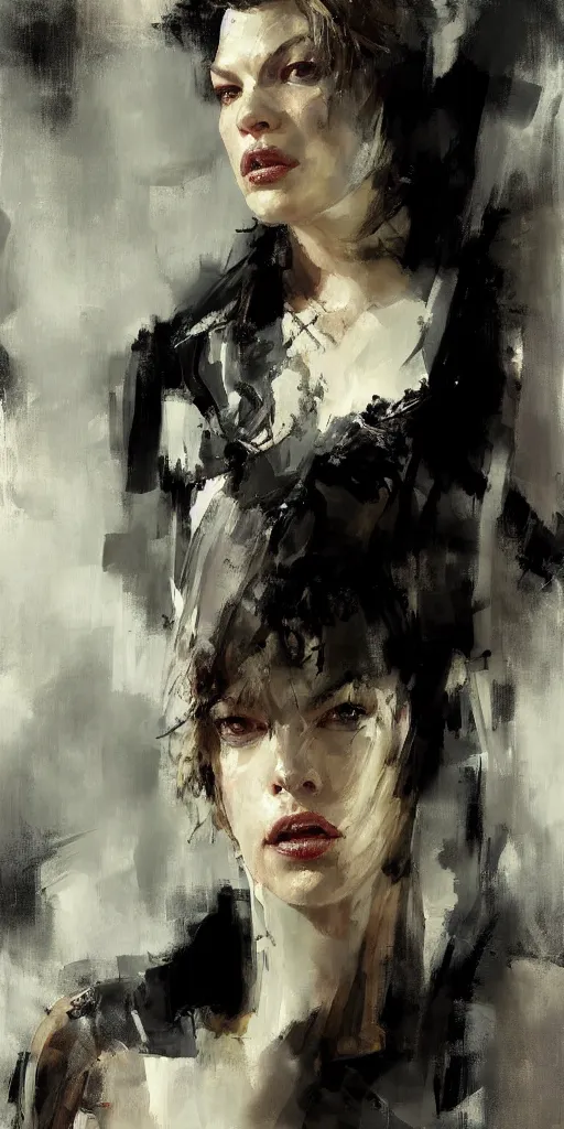 Image similar to A painting of Milla Jovovich, by Jeremy Mann