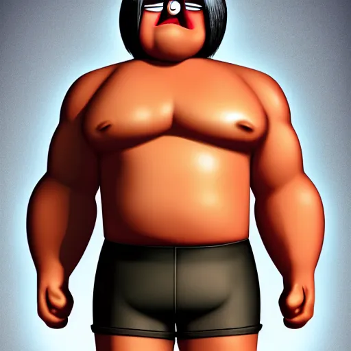 Image similar to muscle man from regular show, 4 k realistic photo