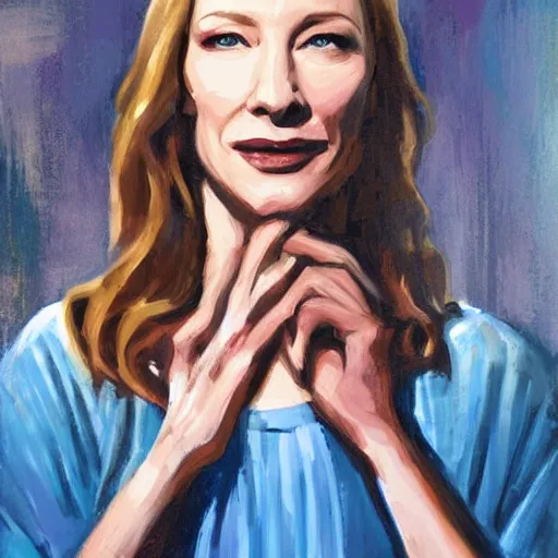 Image similar to painting of cate blanchett as Jesus