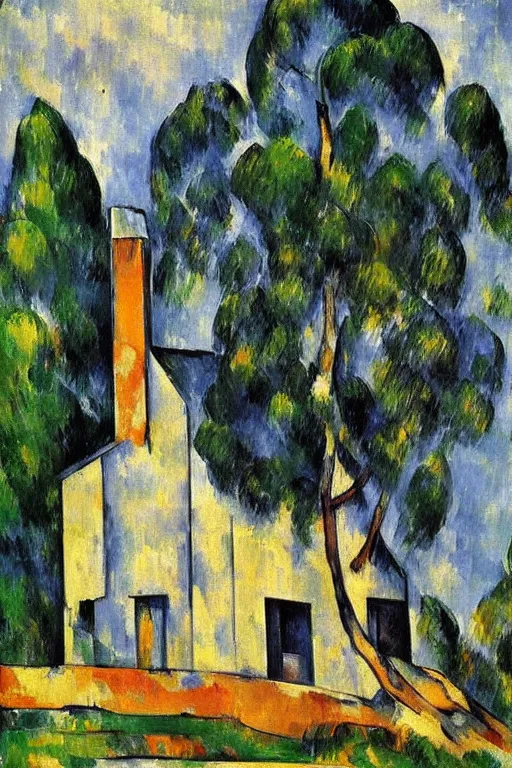 Image similar to a house in the middle of nowhere by paul cezanne