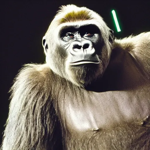 Image similar to film still of a gorilla in star wars as luke skywalker