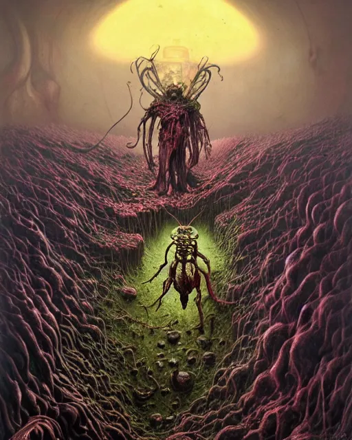 Image similar to the platonic ideal of flowers, rotting, insects and praying of cletus kasady carnage thanos dementor wild hunt chtulu mandelbulb schpongle doctor doom bioshock xenomorph akira, ego death, decay, dmt, psilocybin, concept art by randy vargas and zdzisław beksinski