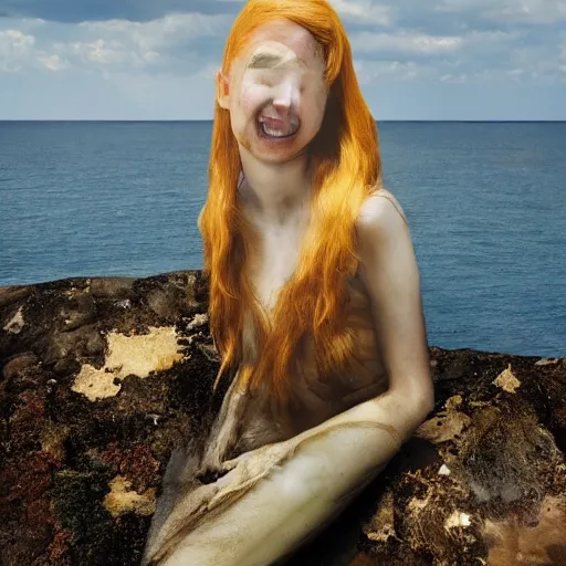 Prompt: a portrait of ariel the little mermaid with background scenery by juergen teller, iris van herpen