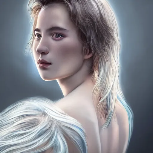 Image similar to a portrait of a young handsome prince with white fringy hair, elegant, beautiful, backlit, incredible lighting, strong rim light, highly detailed, god rays, digital painting, HDRI, by Heise Jinyao, Heise-Lian Yan Fang, Feimo, Richard Taddei, vivid colors, high contrast, 8k resolution, intricate, photorealistic, smooth