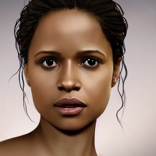 Image similar to hyperrealistic portrait of gugu mbatha - raw, photo realistic, dynamic lighting, artstation, poster, volumetric lighting, very detailed face, 4 k, award winning