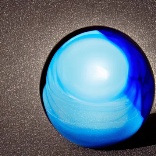 Prompt: a black void with a blue glass sphere