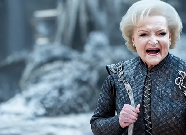 Image similar to a screenshot of betty white in an episode of game of thrones