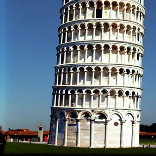 Prompt: Leaning tower of pisa cracked in half