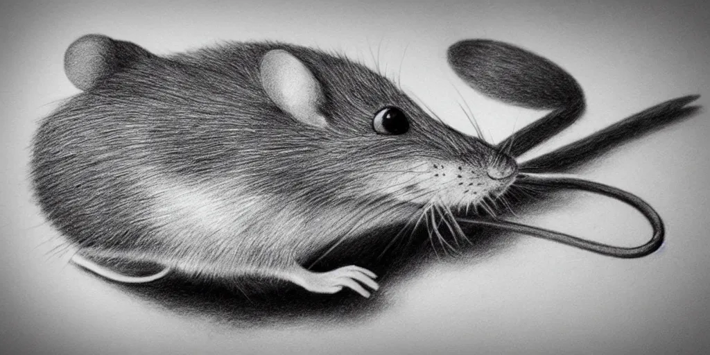 Prompt: a beautiful pencil drawing of one cartoon mouse; masterpiece; extremely highly detailed; ultra-realistic; trending on artstation
