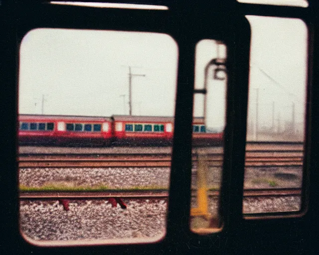 Image similar to a lomography photo of rumble between two grandmoms in soviet train this morning, bokeh,