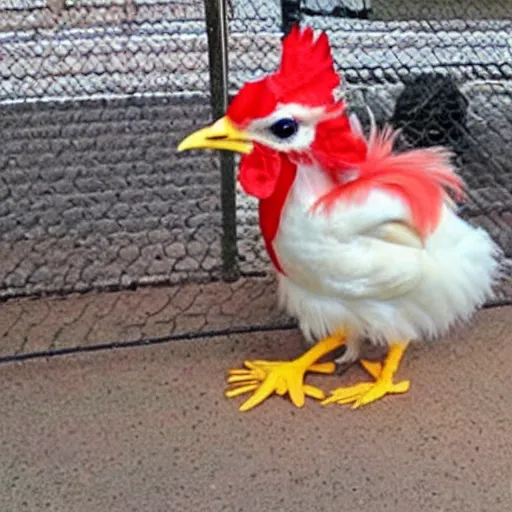 Image similar to photo of a cute chicken dressed as an inmate