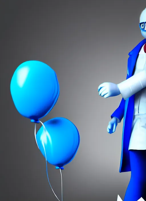 Prompt: photo of a punk blue balloon wearing a lab coat, highly detailed, sharp focus, octane render