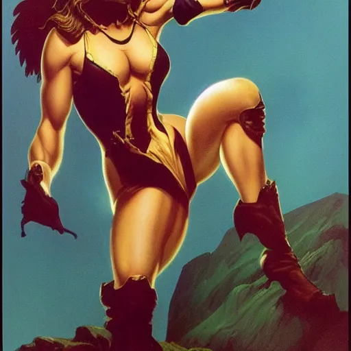 Image similar to Natalie Portman, Michael Whelan, frank Frazetta, artstation, Dio album art