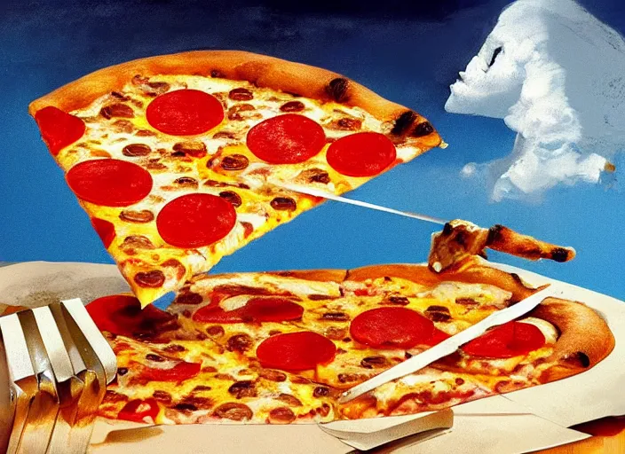 Prompt: award winning digital artwork in the theme of pizza. trending on artstation. by salvador dali