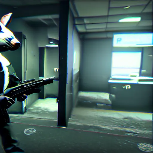 Prompt: screenshot from the pc game payday 2 ( max graphics settings ) demonstrating the fursuit unlock