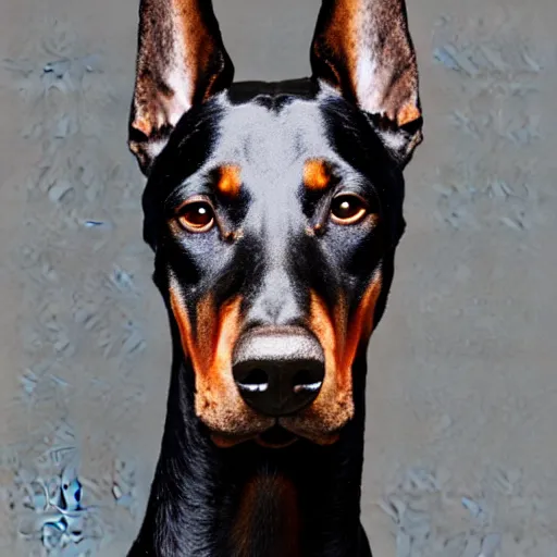 Prompt: Portrait of a Doberman, fine art, by John Emms