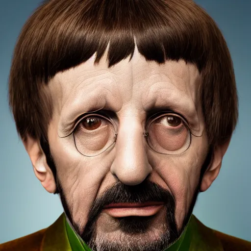 Prompt: portrait of ringo starr, by giuseppe arcimboldo and paul barson and annie leibovitz and faith yata and artgerm and alphonse mucha, photorealistic, f 1. 8, soft lightning, high detail, 8 k