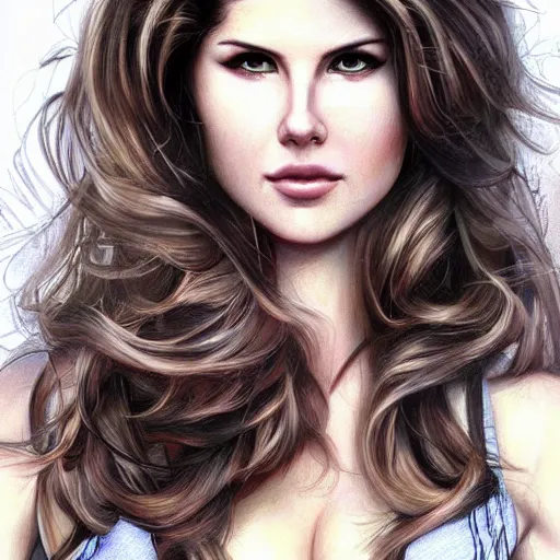 Image similar to amanda cerny in the style of stefan kostic, realistic, full body, sharp focus, 8 k high definition, insanely detailed, intricate, elegant, art by stanley lau and artgerm