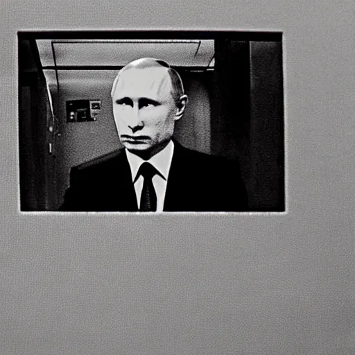 Image similar to cctv footage of putin in the backrooms level 0,