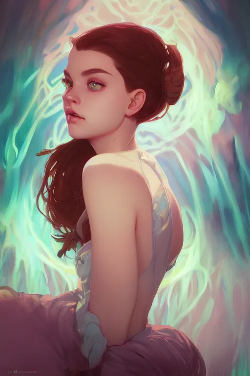 Prompt: portrait of barbara palvin, ambient lighting, 4 k, lois van baarle, ilya kuvshinov, rossdraws, alphonse mucha, jung gi kim, artstation