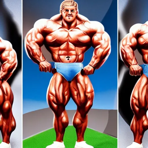 Prompt: A gigantic bodybuilder as a football manager