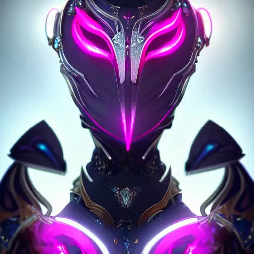 Image similar to highly detailed exquisite fanart, of a beautiful female warframe, but as a cute anthropomorphic robot dragon, glowing eyes and robot dragon head, off-white plated armor, bright Fuchsia skin, royal elegant pose, close-up bust shot torso up, epic cinematic shot, realistic, professional digital art, high end digital art, sci fi, DeviantArt, artstation, Furaffinity, 8k HD render, epic lighting, depth of field