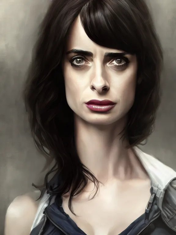 Image similar to krysten ritter as jessica jones, digital painting, extremely detailed, 4 k, intricate, brush strokes, mark arian, artgerm, bastien lecouffe - deharme