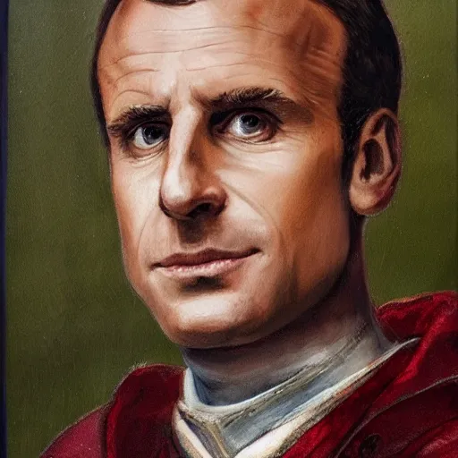 Prompt: Emmanuel macron, in Renaissance armor, high detail, realistic,