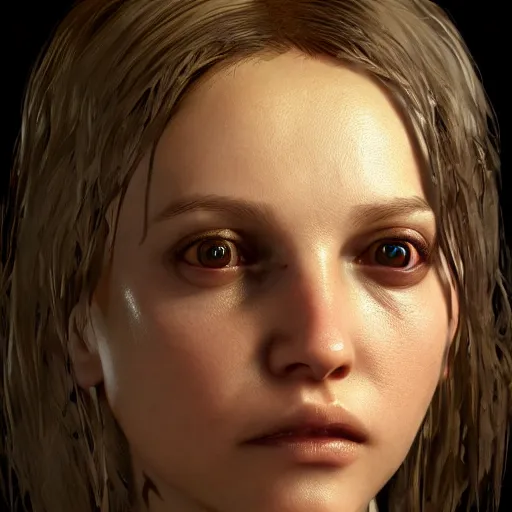 Image similar to character design of a female protagonist of a horror game, unreal engine, cgsociety, detailed, cinematic, hyperrealistic