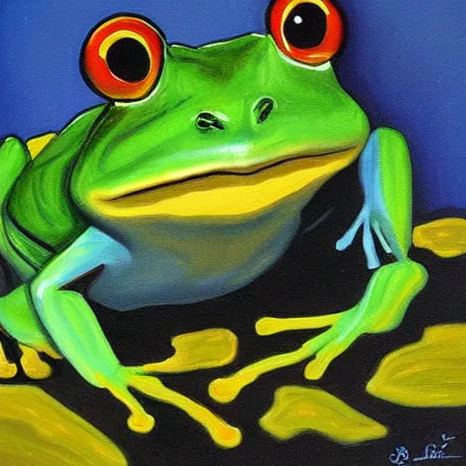 Prompt: The best painting of a frog of all time, by Geiger