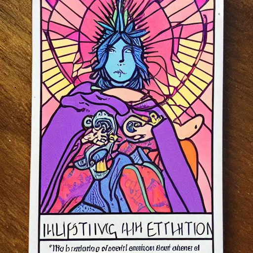 Image similar to alternative tarot card for stimulating active imagination for the purpose of introspection, in the style of erin hanson