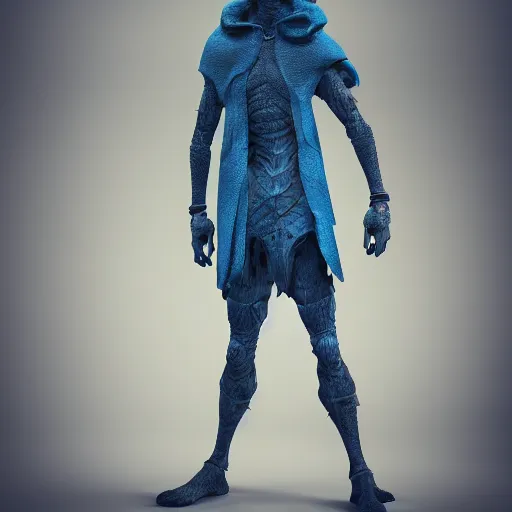 Image similar to a highly detailed portrait of a humanoid giraffe in a blue cloak, adventurer, artstation, deviantart, professional, unreal engine 5, octane render