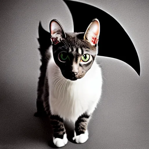 Prompt: a feline bat - cat - hybrid, animal photography