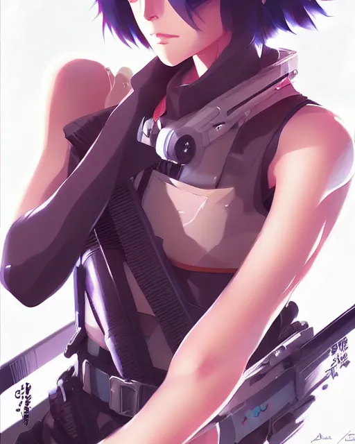 Image similar to major kusanagi, portrait shinkai makoto studio ghibli studio key hideaki anno sakimichan stanley artgerm lau rossdraws james jean marc simonetti elegant highly detailed digital painting artstation pixiv