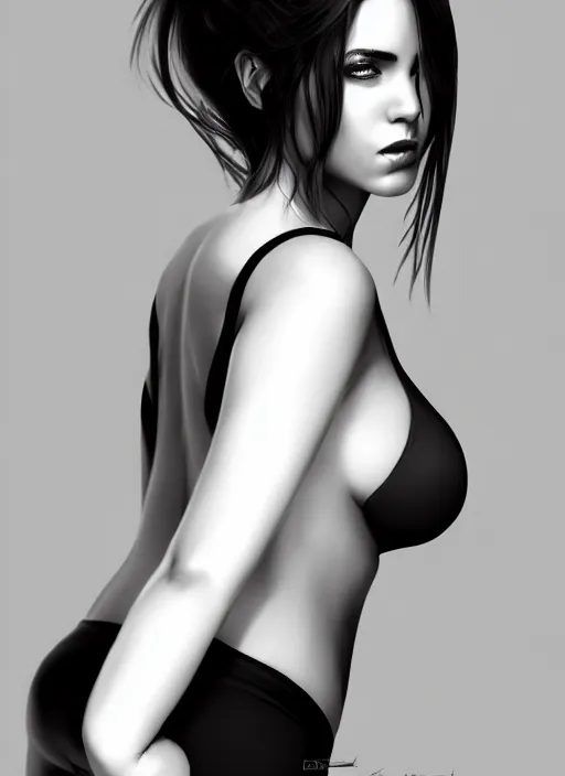 Image similar to full body portrait of a beautiful woman in black and white, photorealistic, art by diego fazio and diegoKoi and artgerm, concept art, hyper sharp focus, 8k highly detailed