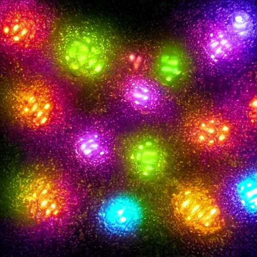 Image similar to something completely random and abstract made out of glowing gems and a rock