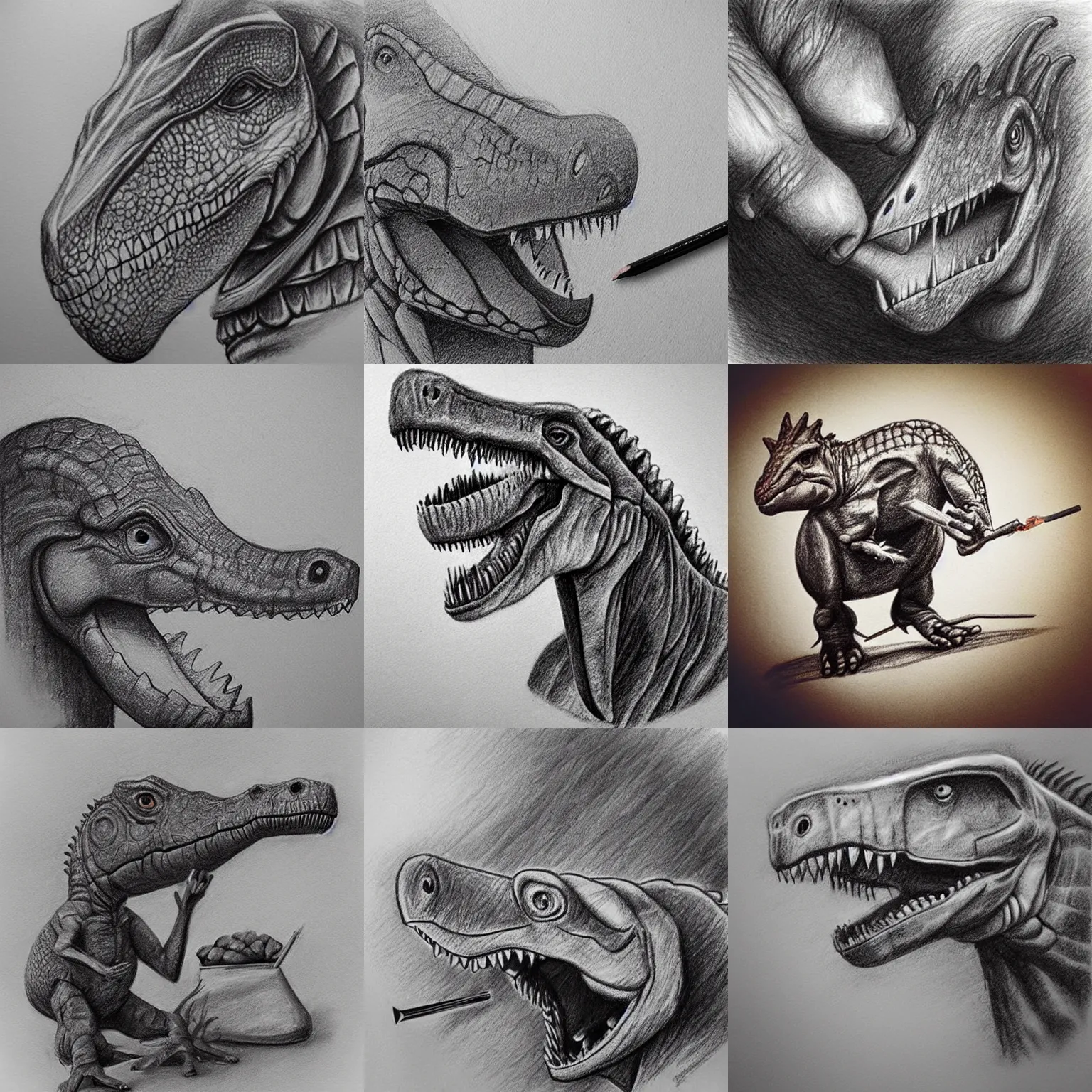 Download A realistic pencil drawing of a Tyrannosaurus Rex | Wallpapers.com